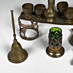 Juego de Licor de Bronce con Posafuente y Soportes Decorativos - imagen 3