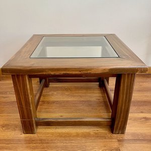 Lote siguiente: Mesa Ratona Rústica Madera Maciza con Tapa de Vidrio