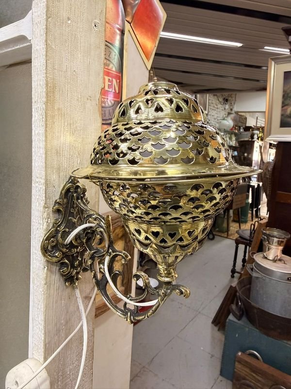 Aplique de Pared Oriental Calado en Bronce con Decoración Geométrica - imagen 1