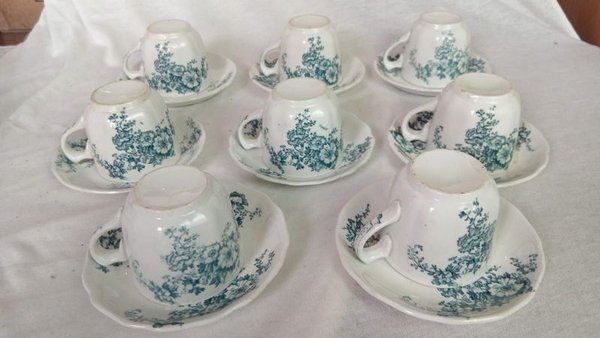 Juego de 8 Tazas y Platos de Café de Porcelana Trentam, Losa Inglesa - imagen 1