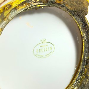 Cuatro piezas, cofre de huevos en porcelana, platos para postre  Limoge e inglés, alhajero en porcelana - imagen 6