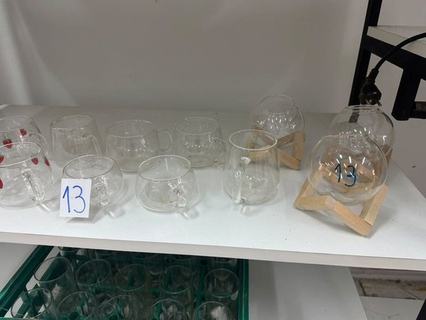 Set de 14 Tazas de Vidrio con Diseños y Adornos de Madera - imagen 1