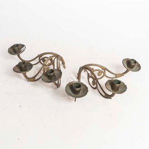 Lote siguiente: 2 Apliques de Bronce Estilo Art Nouveau para Piano con 3 Luces
