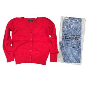 Conjunto Ropa Niña Cardigan Rojo Next y Jean Frenchie's London Talle 10 - imagen 2