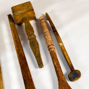 Lote de 8 Utensilios de Cocina Antiguos de Madera - imagen 4