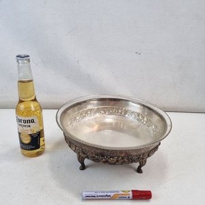 Fuente de Vidrio con Soporte Metálico Plateado Ornamental - imagen 2