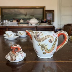 Juego de Té de Porcelana con Dragón: 2 Teteras, Azucarera, 6 Tazas y 6 Platos - imagen 17