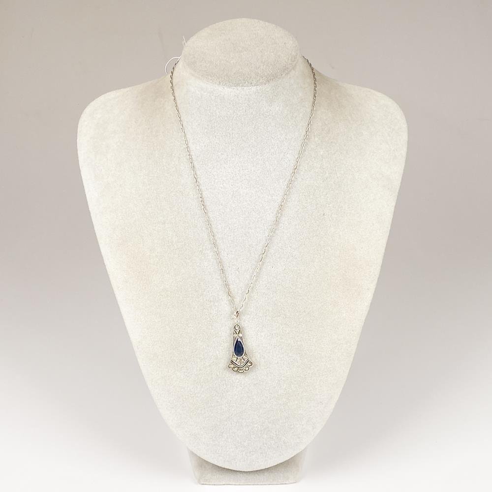 Cadena de Plata con Colgante Art Decó y Circones
