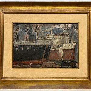 Oleo "Puerto" de José Gurvich, 1952 - imagen 2