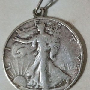Colgante de Moneda Walking Liberty de Plata .900 - Medio Dólar 1945 - imagen 1