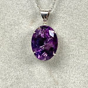 Colgante Ovalado de Amatista con Cadena de Plata - imagen 3
