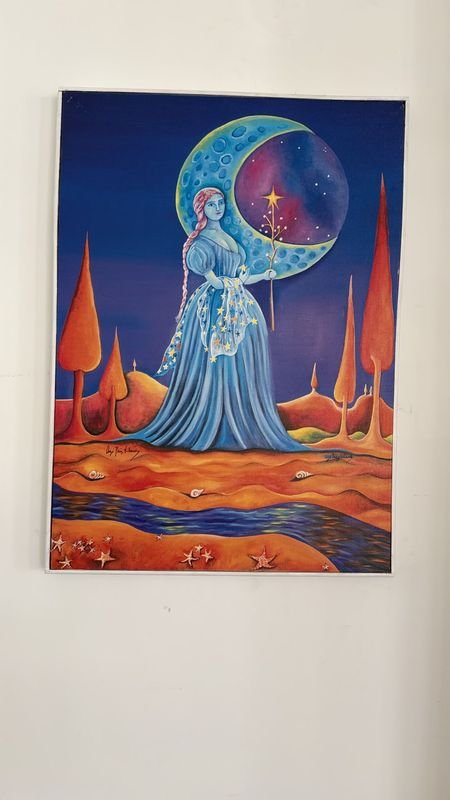 Reproducción "Mujer Lunar" sobre Tela 50x70 cm