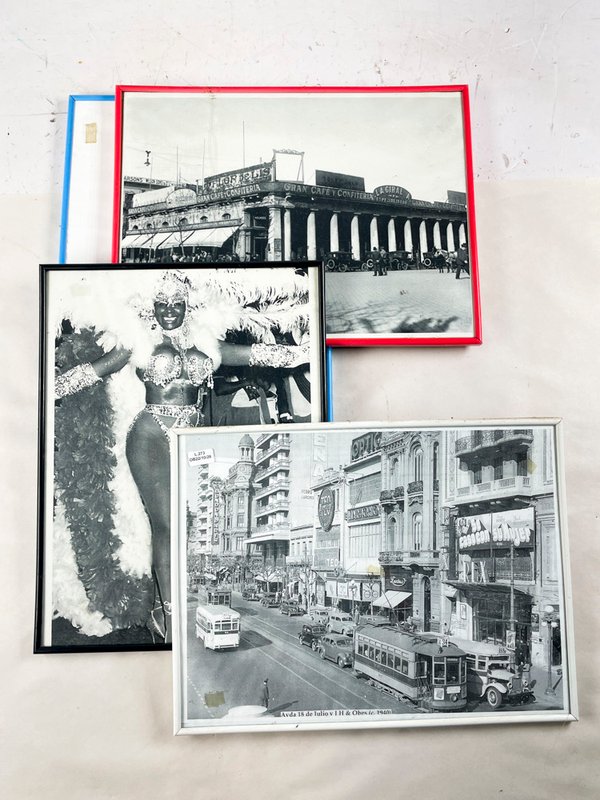 Tríptico de Láminas: Montevideo Antiguo y Bailarina de Carnaval