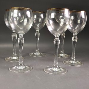 Seis Copas de Cristal con Borde Dorado - 18cm de Altura - imagen 5