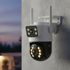 Cámara de Seguridad Exterior Doble con Audio Bidireccional y Visión Nocturna - imagen 1