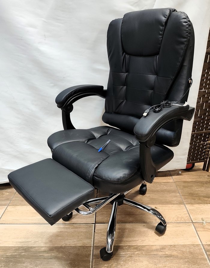 Silla ejecutiva regable y reclinable tapizada en eco cuero negro - imagen 3