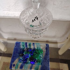 Caramelera y Centro de Mesa de Vidrio Tallado y Decorado - imagen 2