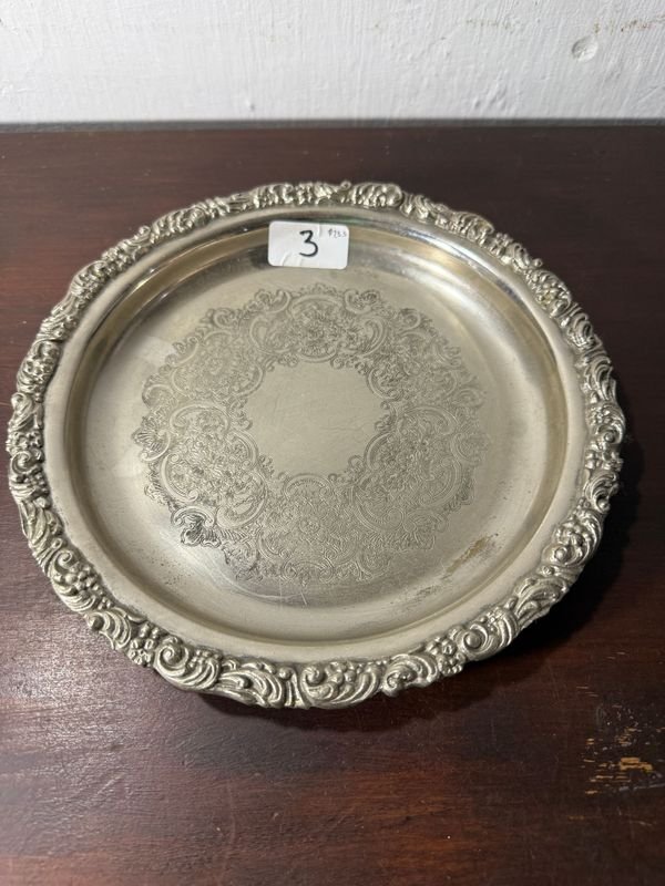 Bandeja de plata labrada para decoración - imagen 1