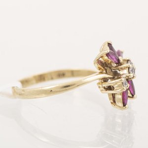 Anillo Oro 18k Flores con 6 Piedras Color y Circonias - imagen 2