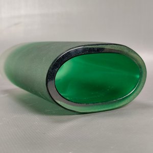 Florero Ovalado Vidrio Grueso Verde Esmerilado Alto 22cm - imagen 4