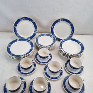 Juego de Vajilla de Cerámica Decorada Azul y Amarillo - 36 Piezas - imagen 2