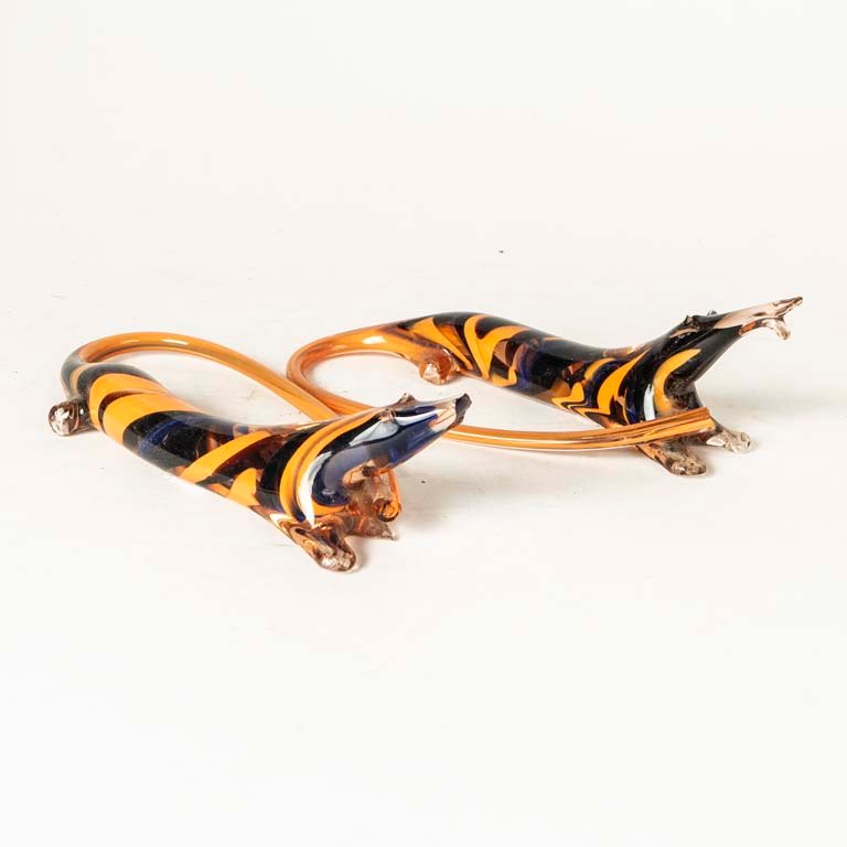 Par de Figuras de Vidrio Murano Estilo Animal
