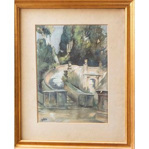 Lote siguiente: Acuarela "Escalera de Plaza" de Haymes, 29 x 22 cm