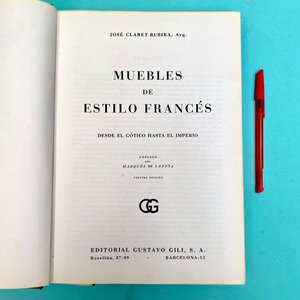 Libro "Muebles de Estilo Francés" por José Claret Rubira, 3ª Edición 1966 - imagen 2