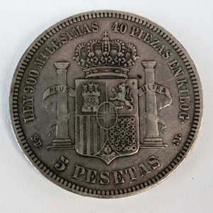 Moneda de Plata Española 5 Pesetas de 1871 - Amadeo I - imagen 2