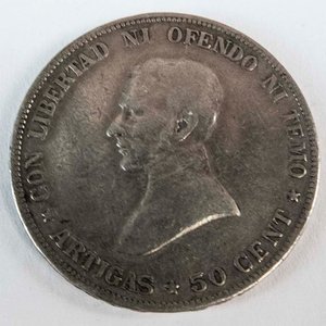 Lote siguiente: Moneda de Plata Uruguaya 50 Centésimos de 1917