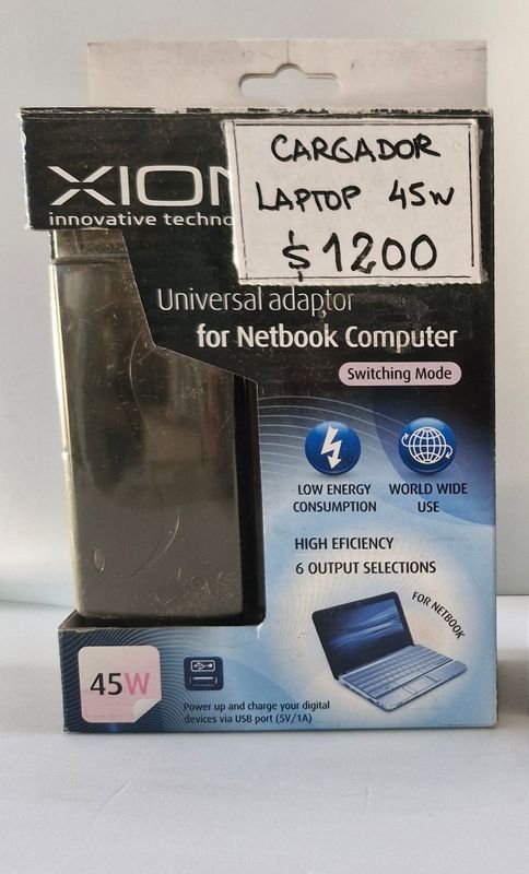 Lote siguiente: Cargador Laptop 45 W - Carga Universal y Bajo Consumo