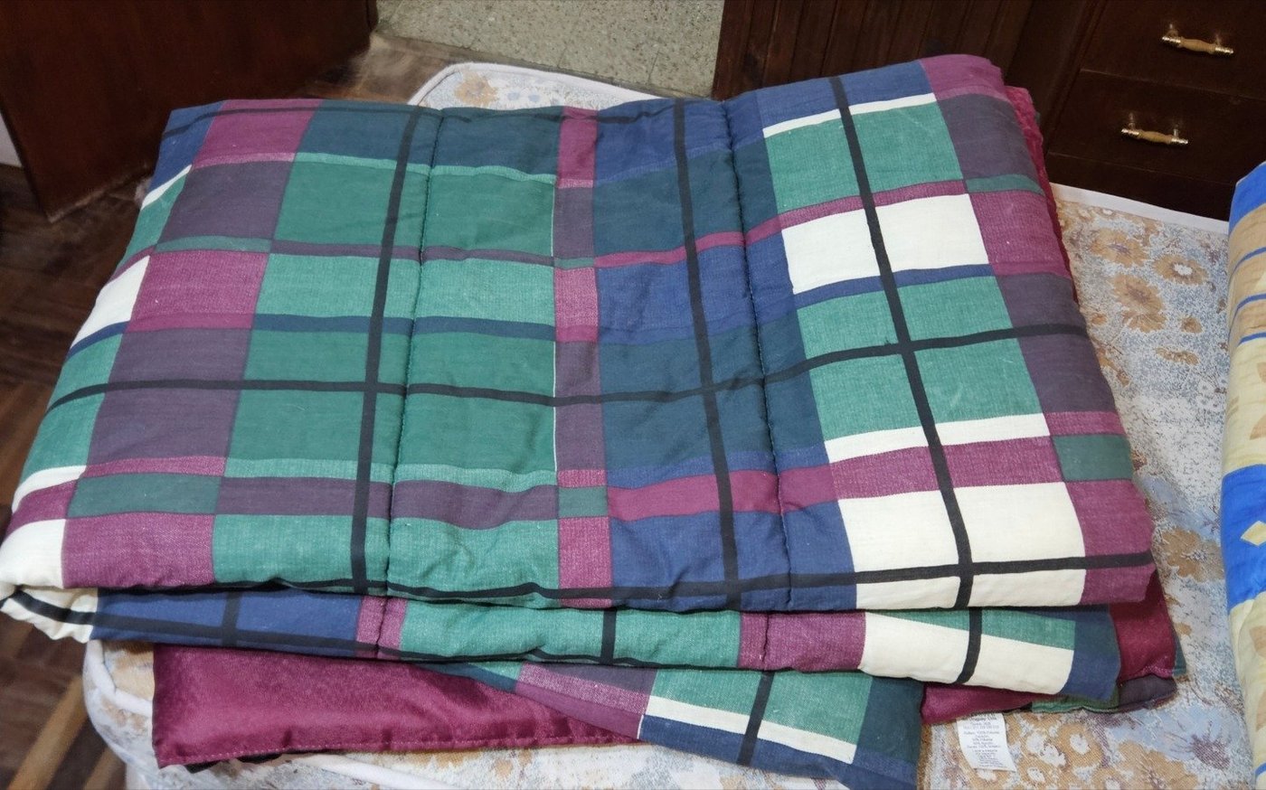 Acolchado de 1 Plaza Estilo Escocés