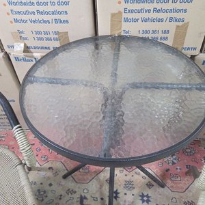 Juego de Jardín o Balcón: Mesa Redonda Vidrio y 2 Sillones Ratán Sintético - imagen 5
