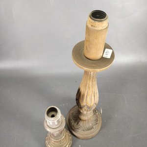 Dos Bases de Lámpara Antiguas de Madera Tallada - imagen 4