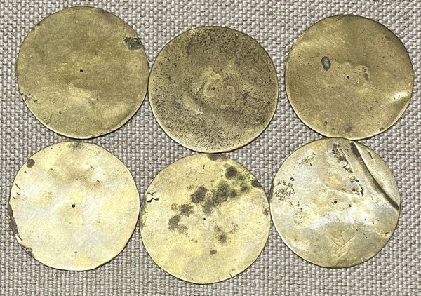 Lote de 6 Fichas Rurales de Bronce con Numeración "100"