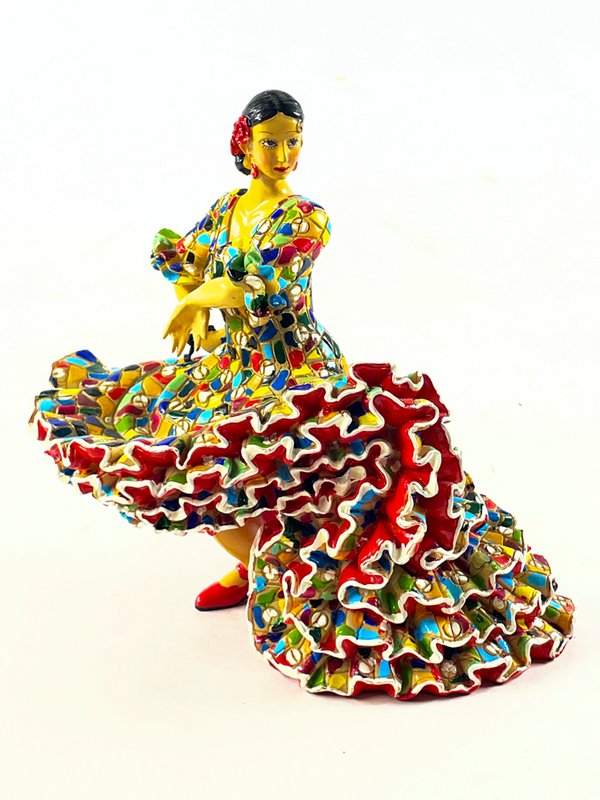 Figura Bailarina Española Colorida en Pasta, 20 cm - imagen 1
