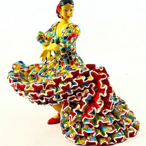 Figura Bailarina Española Colorida en Pasta, 20 cm - imagen 1