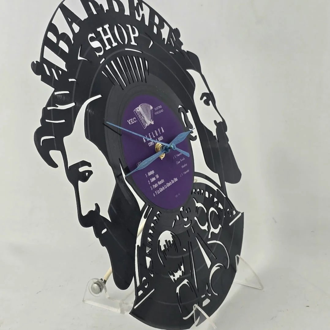 Reloj de Disco de Vinilo "Barber Shop"