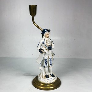 Lámpara de Mesa de Porcelana con Figura y Base de Bronce - imagen 1