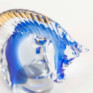 Busto de Caballo en Cristal de Murano Azul y Dorado - imagen 2