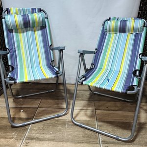 Lote de 2 Sillas Reposeras Reclinables con Almohadillas, Azul y Verde - imagen 3