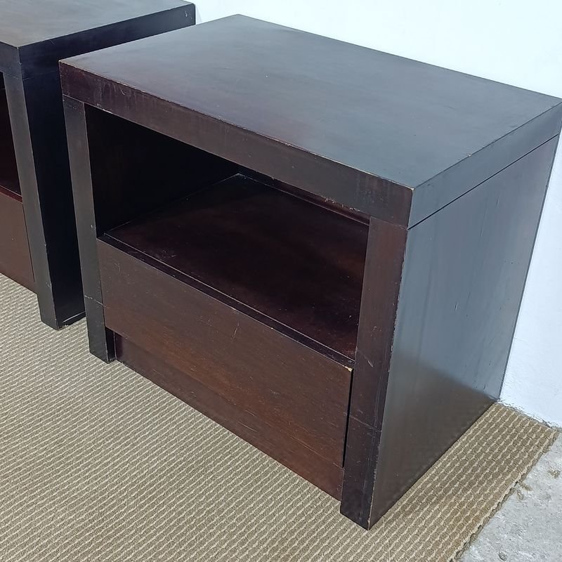Mesas de Noche "Fairmont Design" Madera Oscura con Cajón y Estante