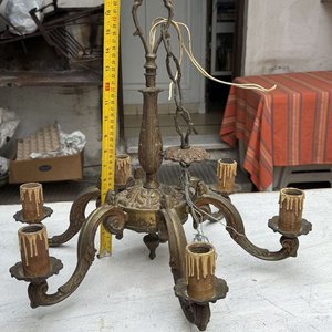 Candelabro de Techo Antiguo de Bronce con 6 Brazos Ornamentales - imagen 9