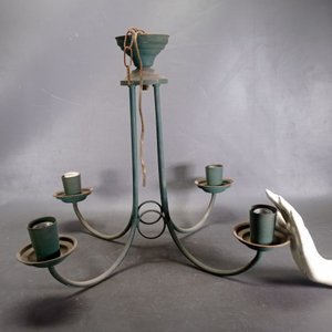 Araña de Hierro Verde con Pantallas, 4 Luces - imagen 6