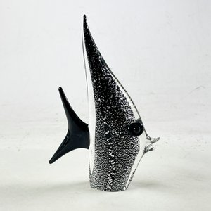 Figura de Pez en Cristal Murano Negro y Blanco - imagen 4