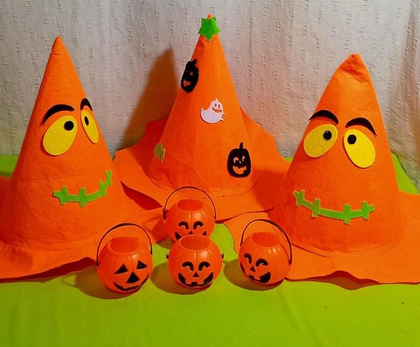 Set de Gorros de Halloween y Mini Calabazas Decorativas