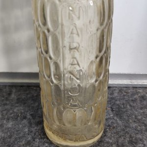 Botella Antigua de Vidrio Labrado "Naranja Urreta" - imagen 3