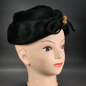 Sombrero Vintage Negro de Felpa "Liliana" para Dama - imagen 2