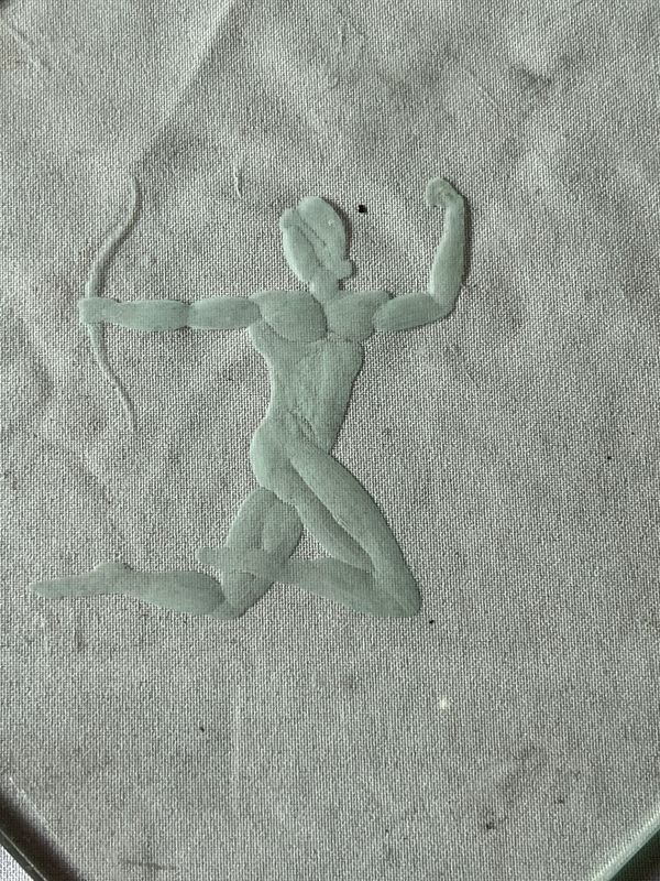 Placa de vidrio en estilo Lalique con fisonomía de hombre esmerilado - imagen 2