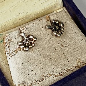 Par de caravanas de plata con diseño floral y caja original - imagen 3